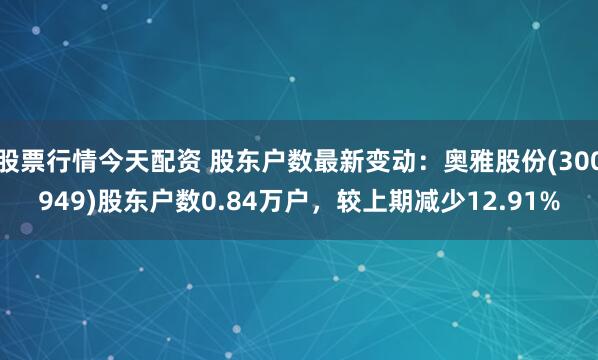 股票行情今天配资 股东户数最新变动：奥雅股份(300949)股东户数0.84万户，较上期减少12.91%